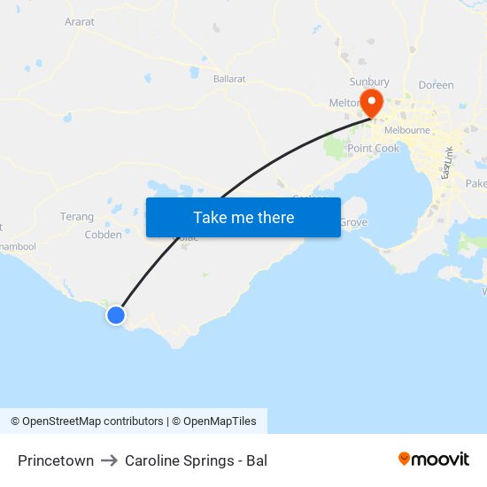 Princetown to Caroline Springs - Bal map