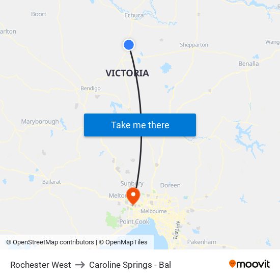 Rochester West to Caroline Springs - Bal map