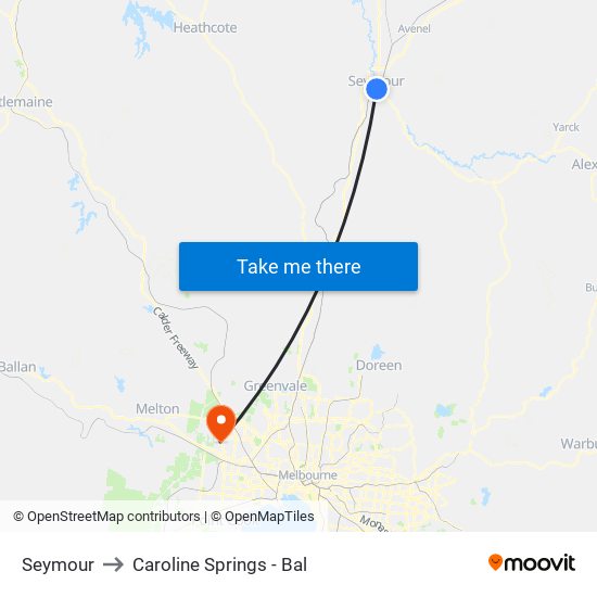 Seymour to Caroline Springs - Bal map
