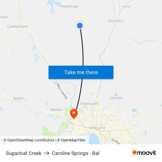 Sugarloaf Creek to Caroline Springs - Bal map