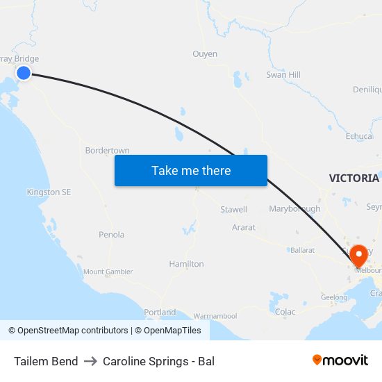 Tailem Bend to Caroline Springs - Bal map