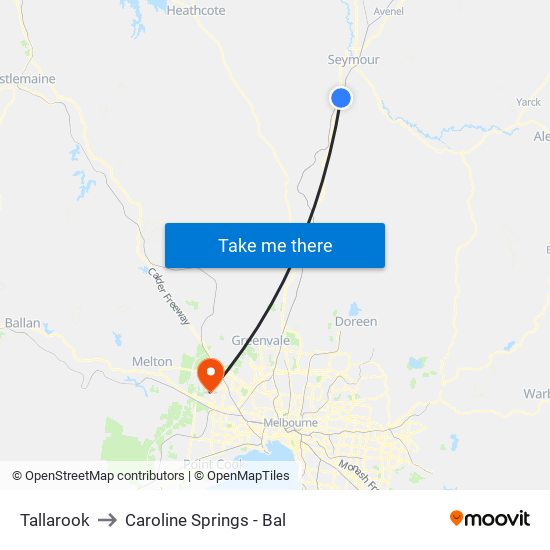 Tallarook to Caroline Springs - Bal map