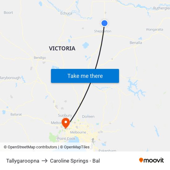 Tallygaroopna to Caroline Springs - Bal map