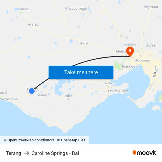 Terang to Caroline Springs - Bal map