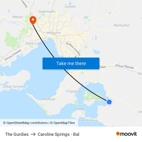 The Gurdies to Caroline Springs - Bal map