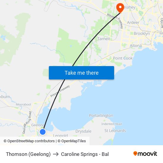 Thomson (Geelong) to Caroline Springs - Bal map