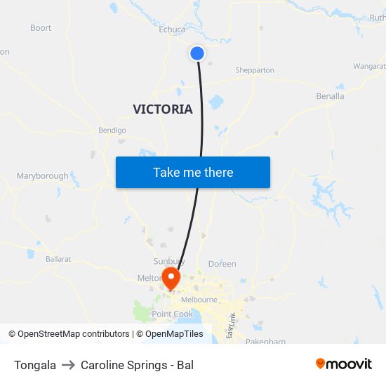 Tongala to Caroline Springs - Bal map