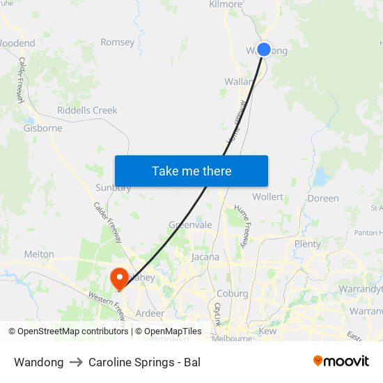 Wandong to Caroline Springs - Bal map