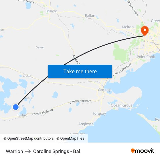 Warrion to Caroline Springs - Bal map