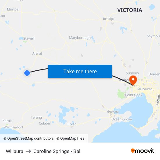 Willaura to Caroline Springs - Bal map