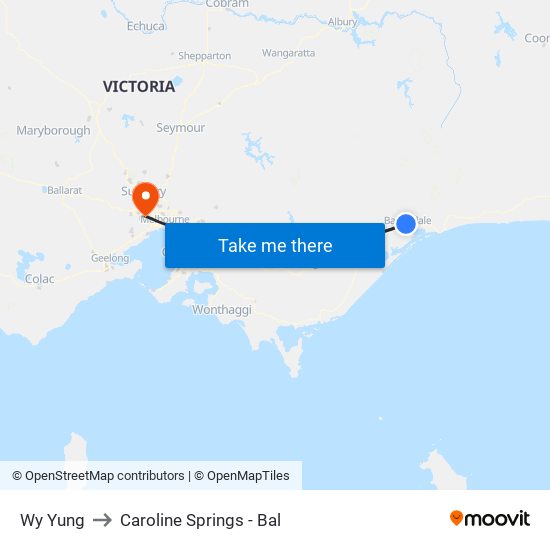 Wy Yung to Caroline Springs - Bal map