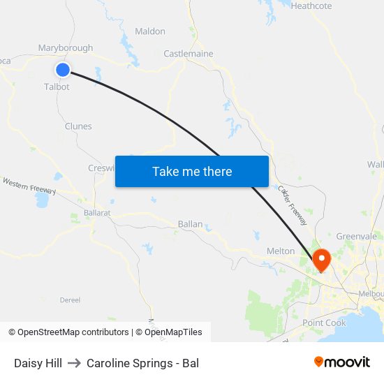 Daisy Hill to Caroline Springs - Bal map