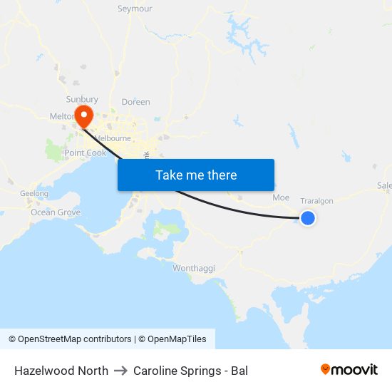 Hazelwood North to Caroline Springs - Bal map