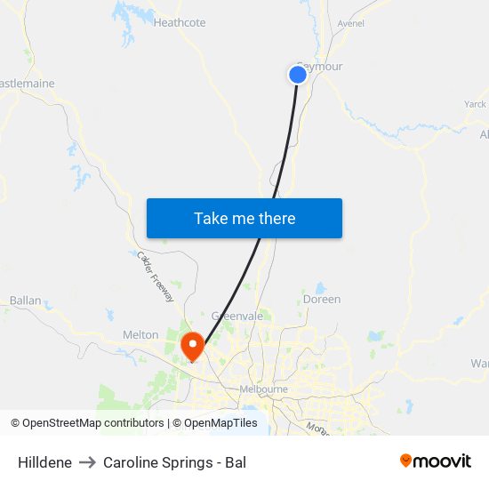 Hilldene to Caroline Springs - Bal map