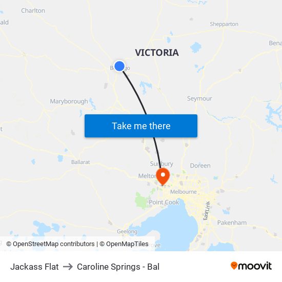 Jackass Flat to Caroline Springs - Bal map