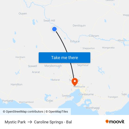 Mystic Park to Caroline Springs - Bal map