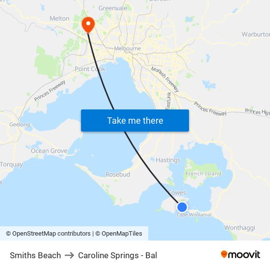 Smiths Beach to Caroline Springs - Bal map