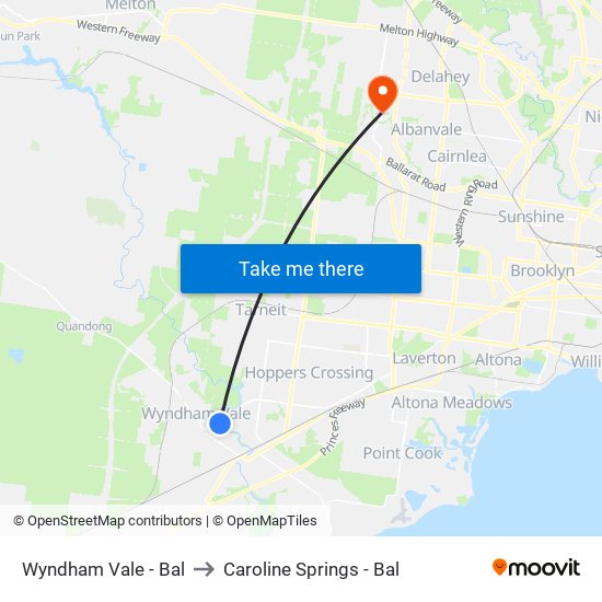 Wyndham Vale - Bal to Caroline Springs - Bal map