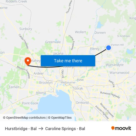 Hurstbridge - Bal to Caroline Springs - Bal map