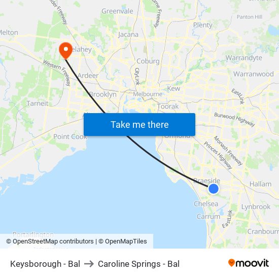 Keysborough - Bal to Caroline Springs - Bal map