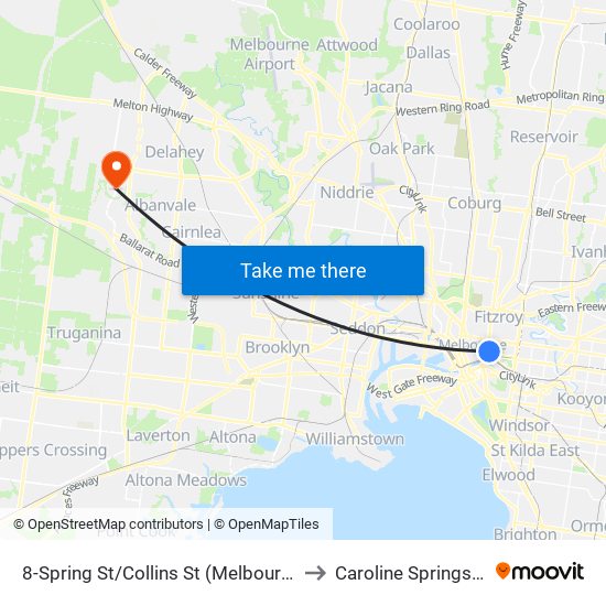 8-Spring St/Collins St (Melbourne City) to Caroline Springs - Bal map