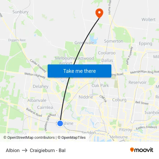 Albion to Craigieburn - Bal map