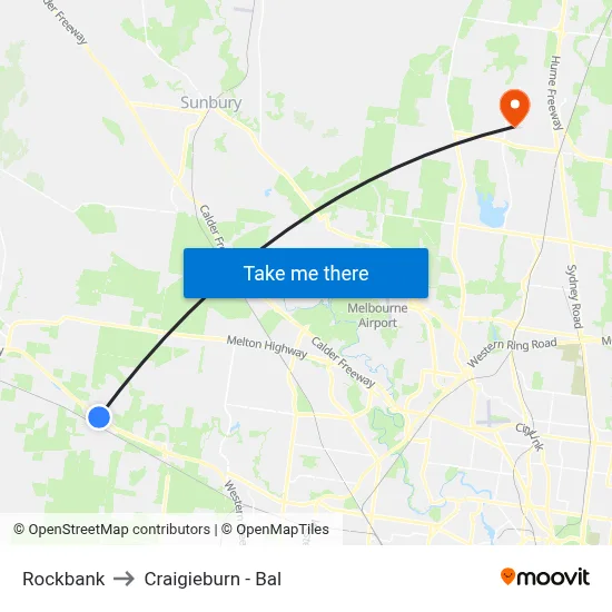 Rockbank to Craigieburn - Bal map