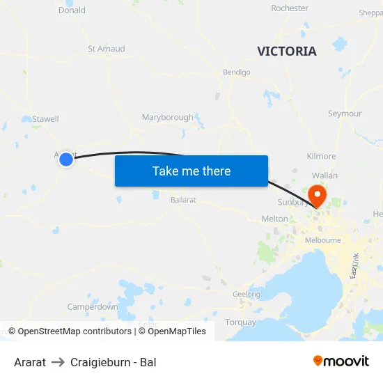 Ararat to Craigieburn - Bal map