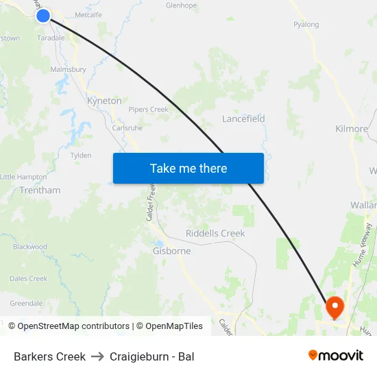 Barkers Creek to Craigieburn - Bal map