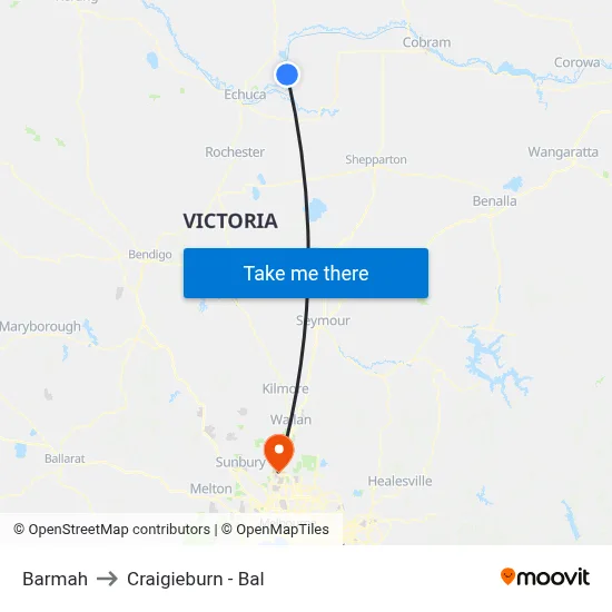 Barmah to Craigieburn - Bal map