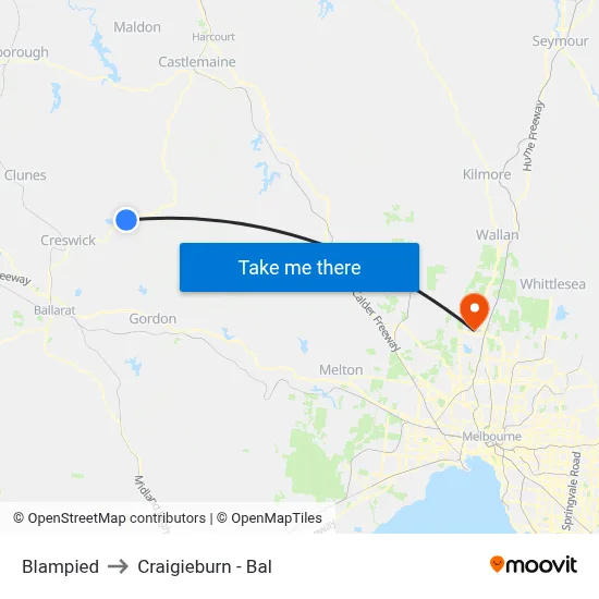 Blampied to Craigieburn - Bal map