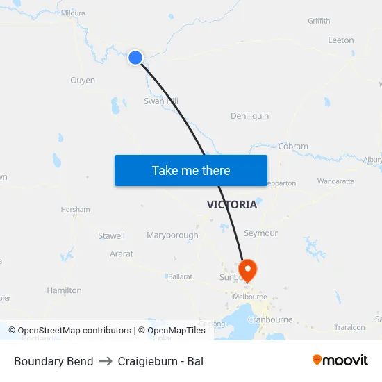 Boundary Bend to Craigieburn - Bal map