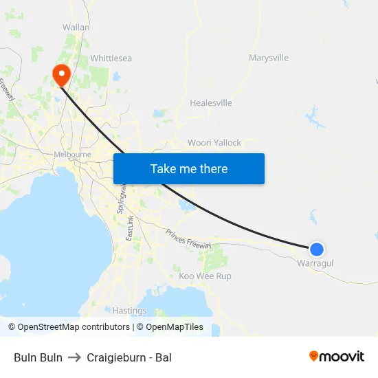 Buln Buln to Craigieburn - Bal map