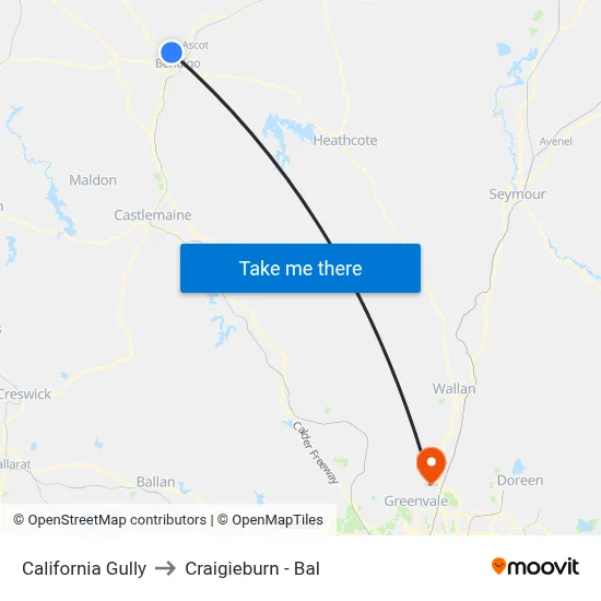 California Gully to Craigieburn - Bal map