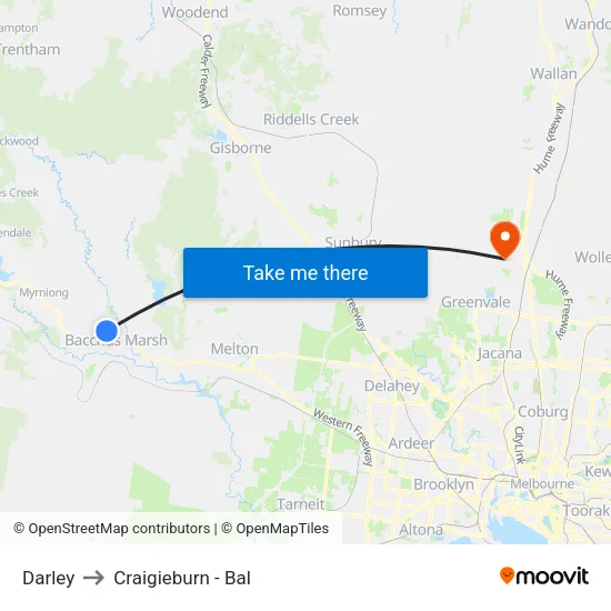 Darley to Craigieburn - Bal map