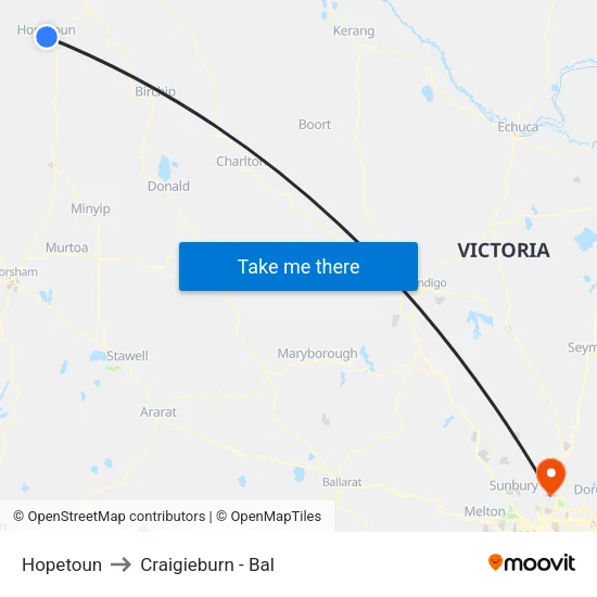 Hopetoun to Craigieburn - Bal map