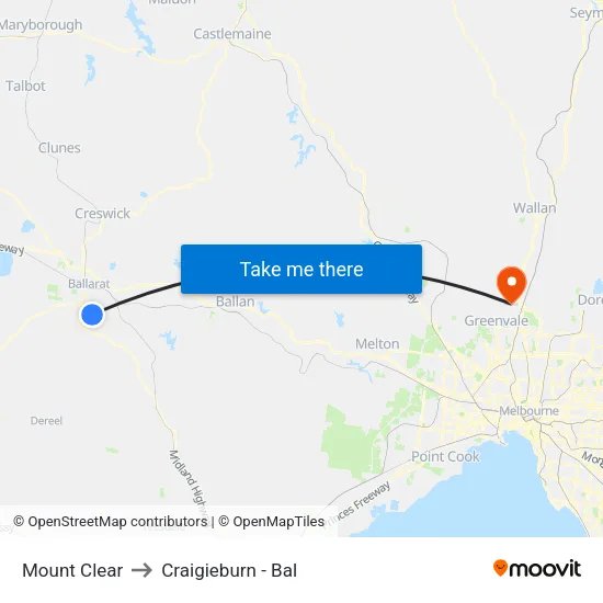 Mount Clear to Craigieburn - Bal map