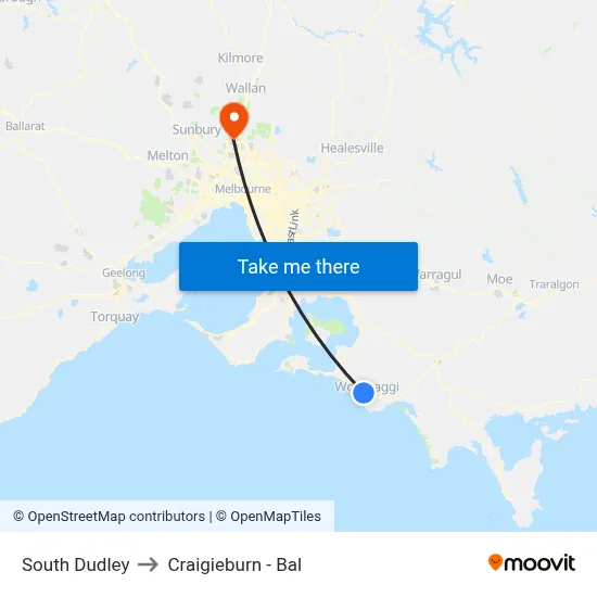 South Dudley to Craigieburn - Bal map