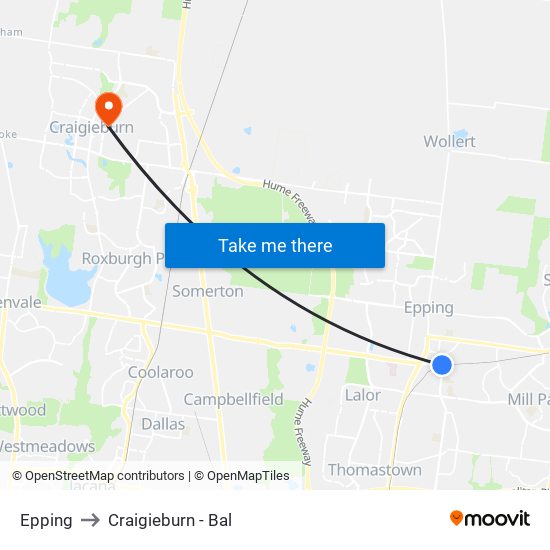 Epping to Craigieburn - Bal map