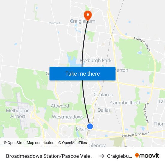 Broadmeadows Station/Pascoe Vale Rd (Broadmeadows) to Craigieburn - Bal map