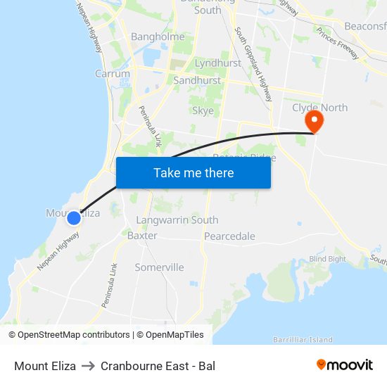 Mount Eliza to Cranbourne East Bal, Melbourne with public transportation