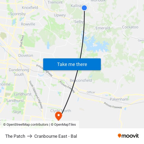 The Patch to Cranbourne East - Bal map