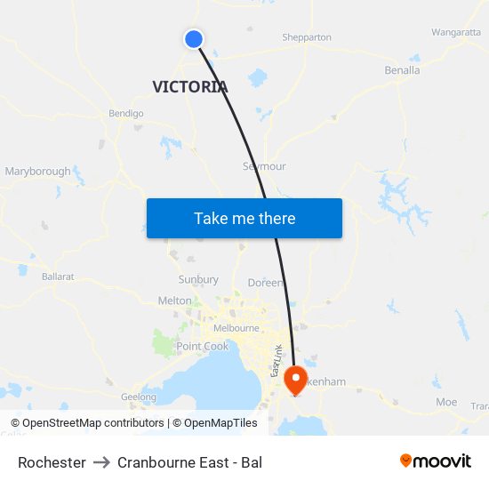 Rochester to Cranbourne East - Bal map