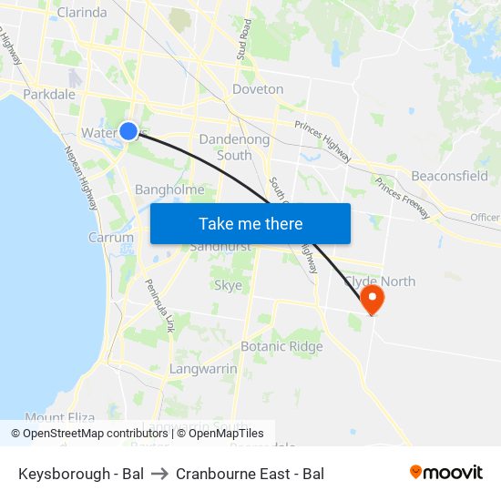 Keysborough - Bal to Cranbourne East - Bal map