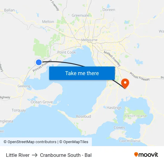 Little River to Cranbourne South - Bal map