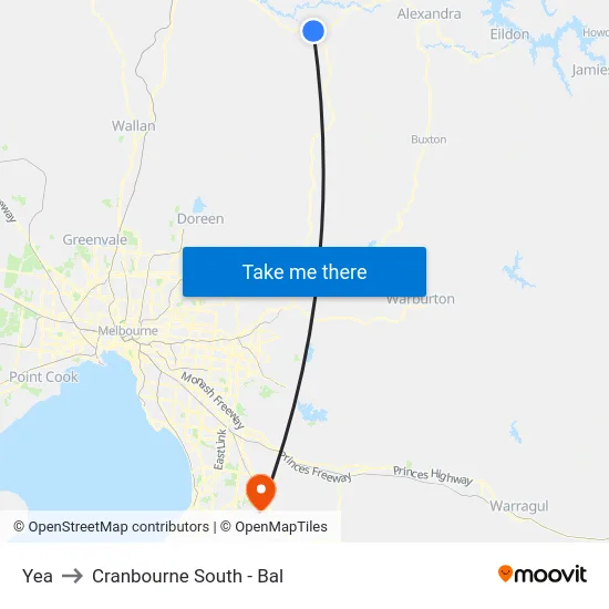 Yea to Cranbourne South - Bal map