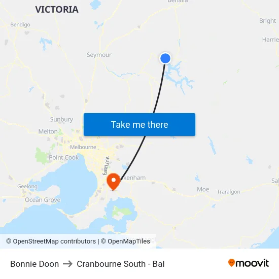 Bonnie Doon to Cranbourne South - Bal map