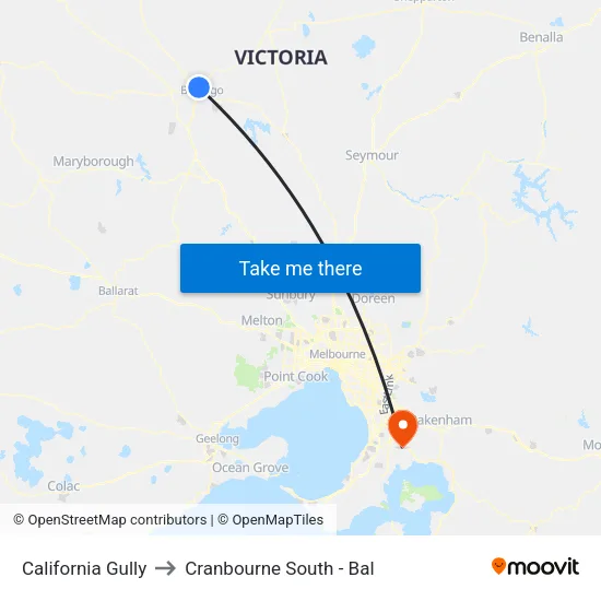 California Gully to Cranbourne South - Bal map