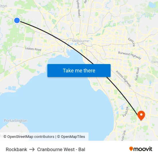 Rockbank to Cranbourne West - Bal map