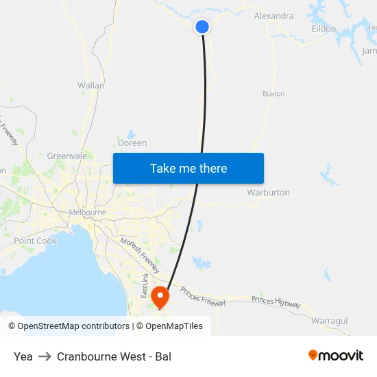 Yea to Cranbourne West - Bal map